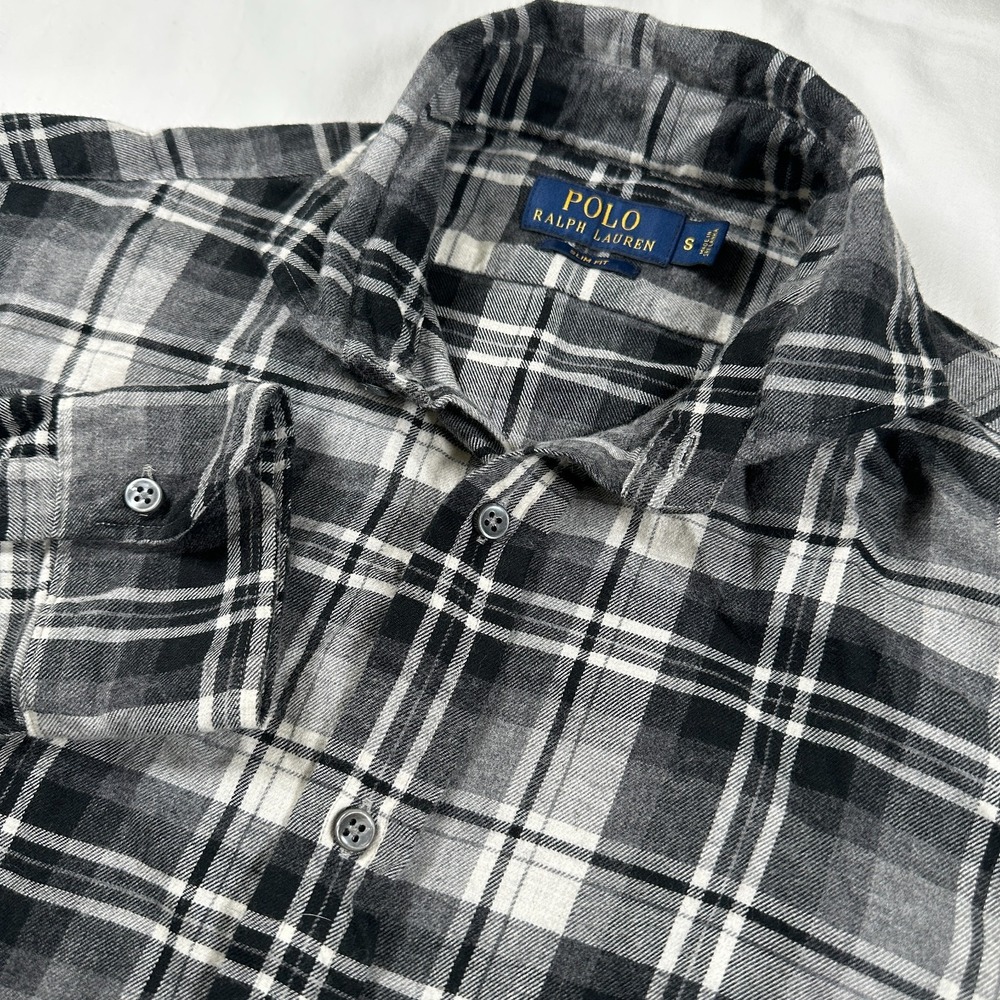 Polo Ralph Lauren Women Small Button‎ Down Plaid Long Sleeve Shirt Slim Fit